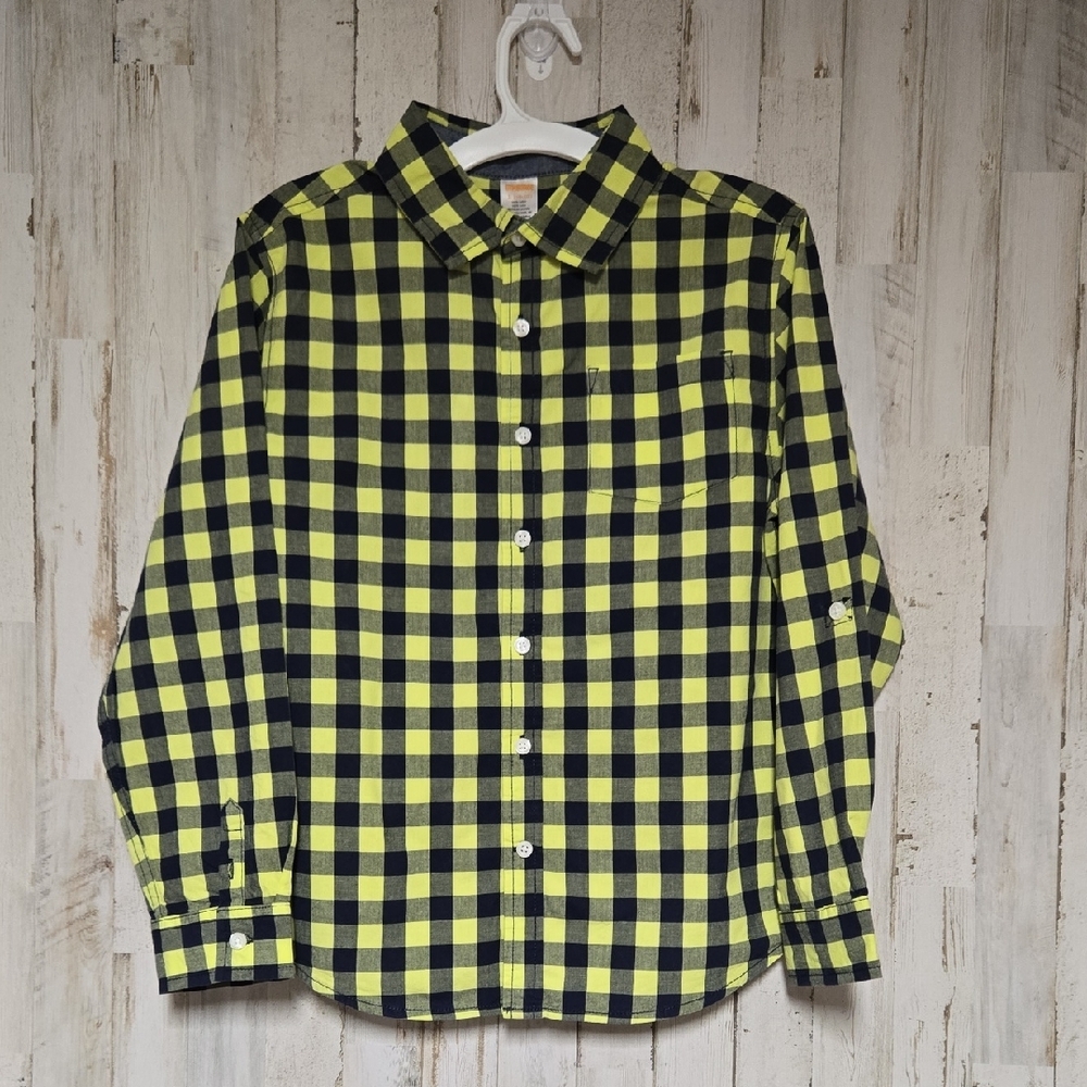 Gymboree Black and Yellow Checkered Button Down Shirt